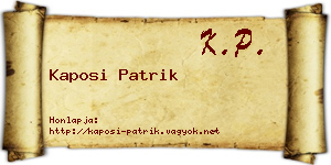 Kaposi Patrik névjegykártya
